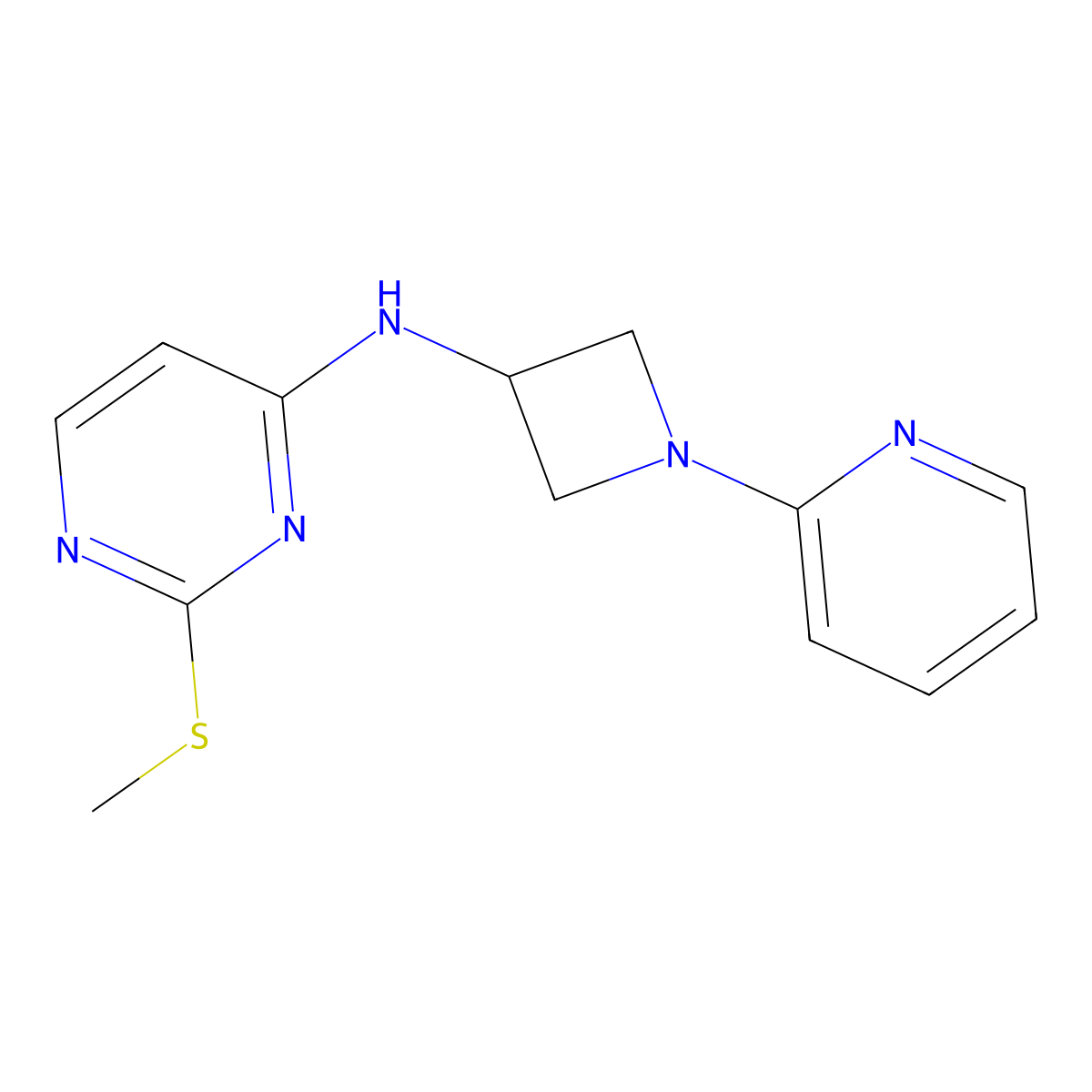 2-(methylsulfanyl)-N-[1-(pyridin-2-yl)azetidin-3-yl]pyrimidin-4-amine molecular structure, CAS 2549005-24-3