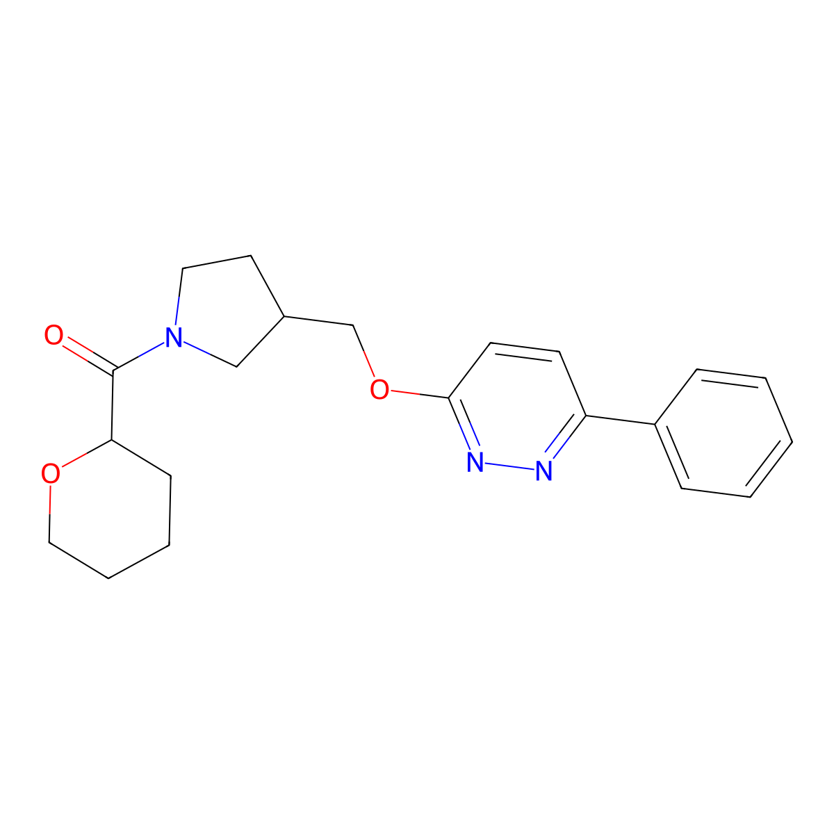 3-{[1-(Oxane-2-carbonyl)pyrrolidin-3-yl]methoxy}-6-phenylpyridazine molecular structure, CAS 2549005-26-5