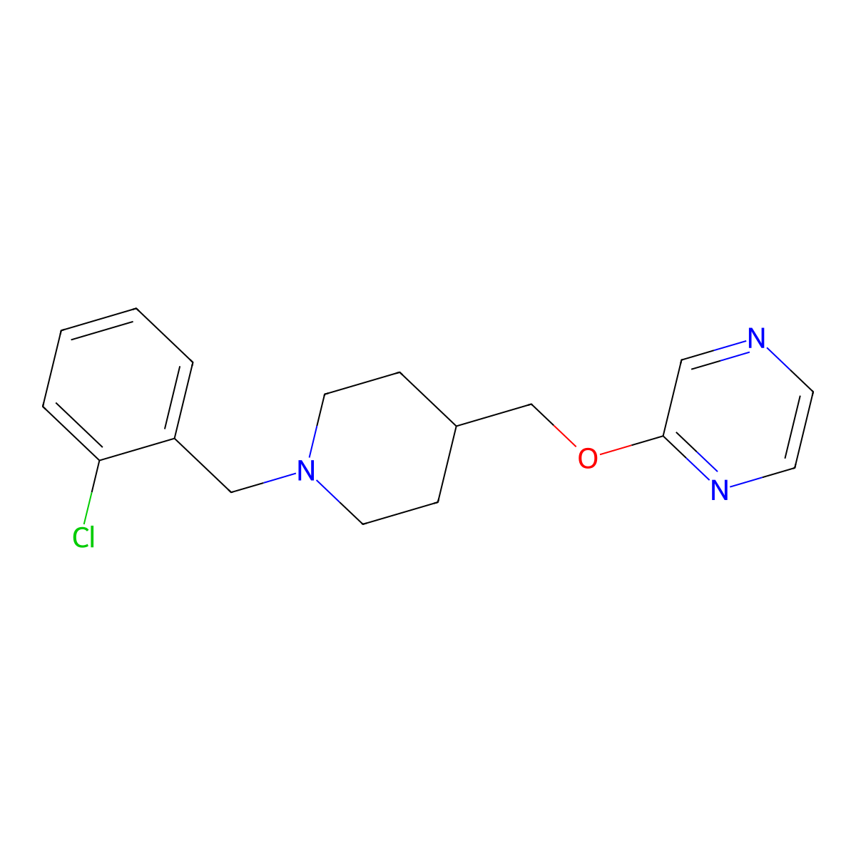 2-({1-[(2-Chlorophenyl)methyl]piperidin-4-yl}methoxy)pyrazine molecular structure, CAS 2549005-29-8