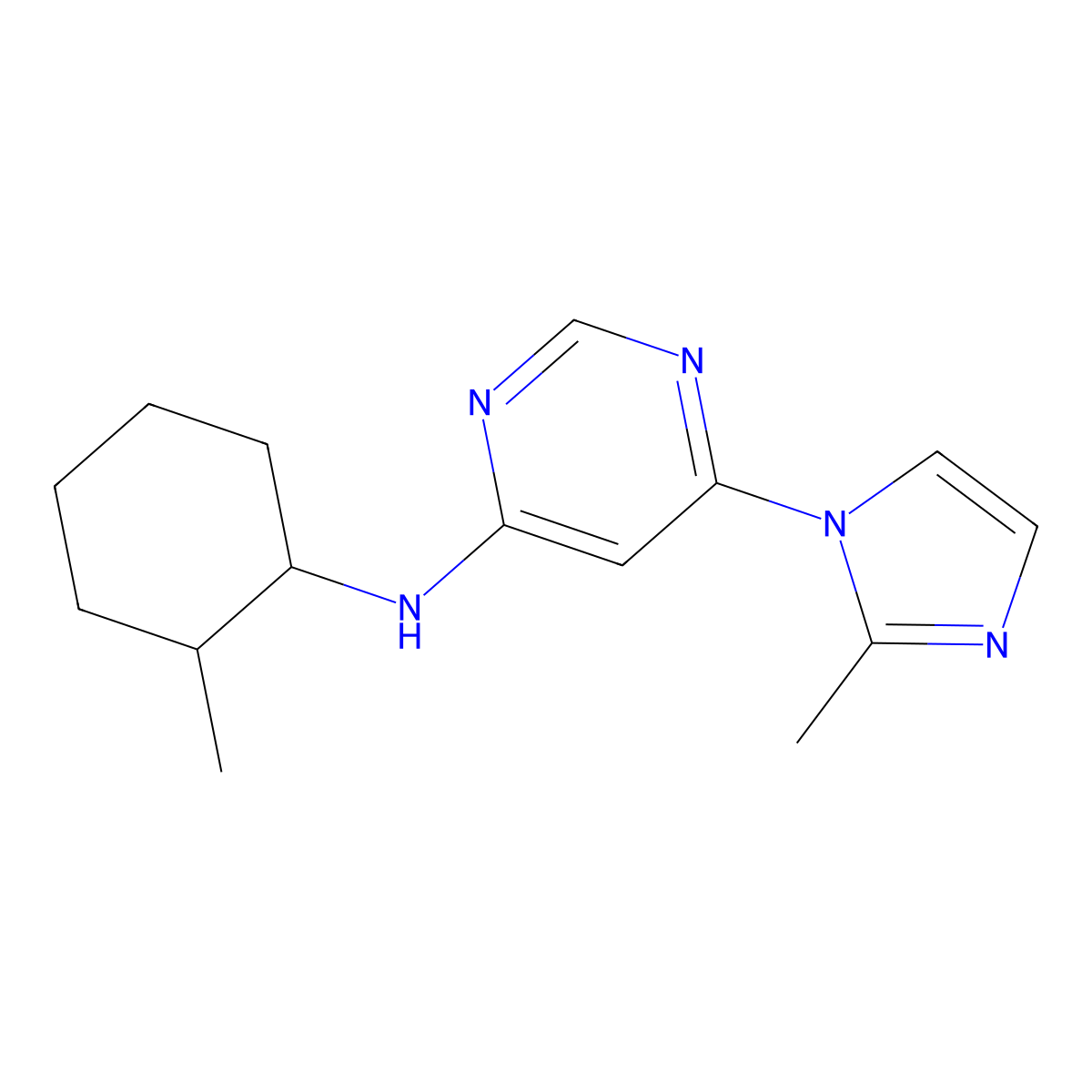 6-(2-methyl-1H-imidazol-1-yl)-N-(2-methylcyclohexyl)pyrimidin-4-amine molecular structure, CAS 2549005-35-6