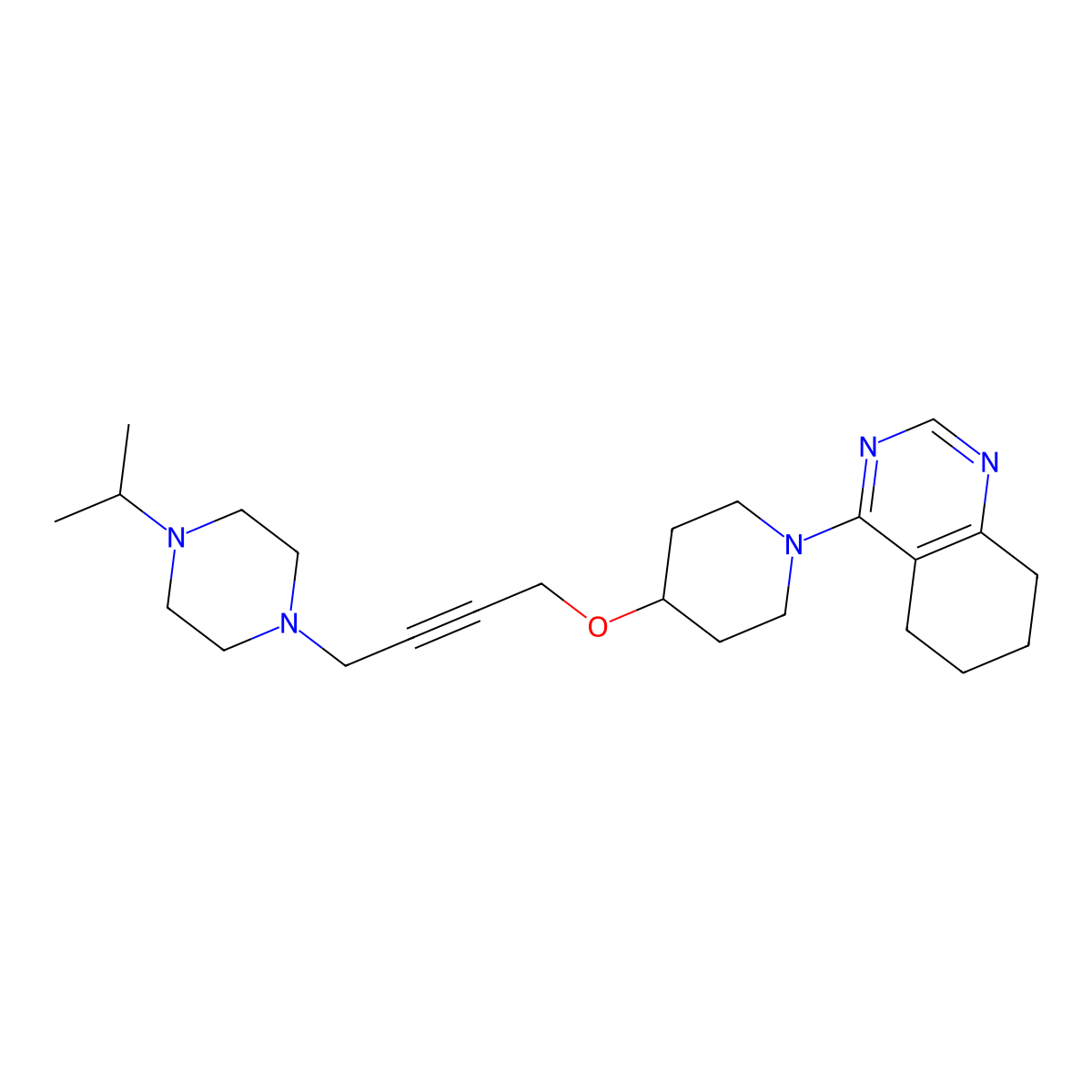 4-[4-({4-[4-(Propan-2-yl)piperazin-1-yl]but-2-yn-1-yl}oxy)piperidin-1-yl]-5,6,7,8-tetrahydroquinazoline molecular structure, CAS 2549005-37-8