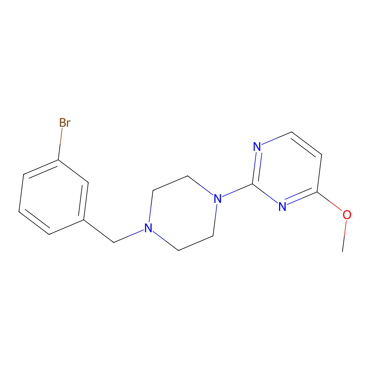2-{4-[(3-Bromophenyl)methyl]piperazin-1-yl}-4-methoxypyrimidine molecular structure, CAS 2549005-39-0