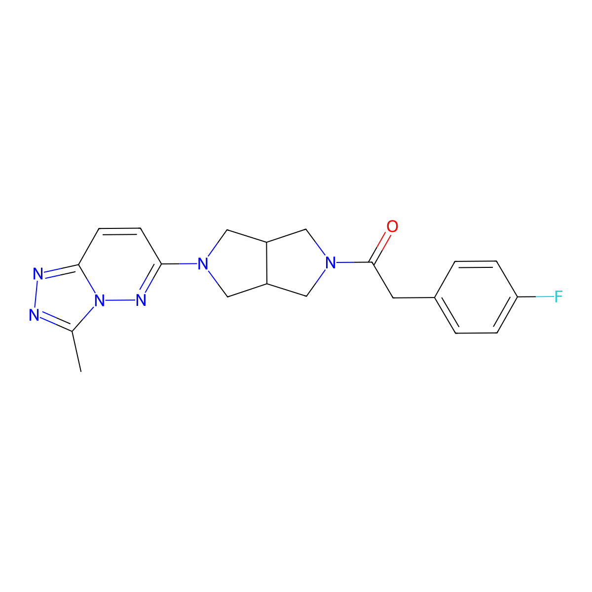2-(4-Fluorophenyl)-1-(5-{3-methyl-[1,2,4]triazolo[4,3-b]pyridazin-6-yl}-octahydropyrrolo[3,4-c]pyrrol-2-yl)ethan-1-one molecular structure, CAS 2549005-50-5