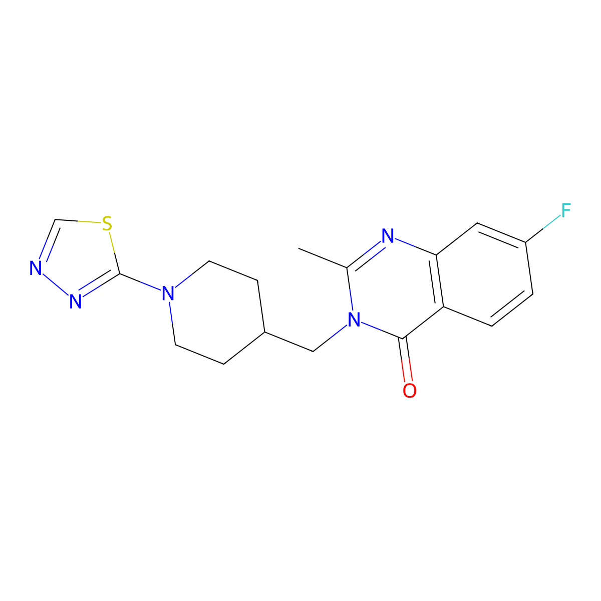 7-Fluoro-2-methyl-3-{[1-(1,3,4-thiadiazol-2-yl)piperidin-4-yl]methyl}-3,4-dihydroquinazolin-4-one molecular structure, CAS 2549005-53-8