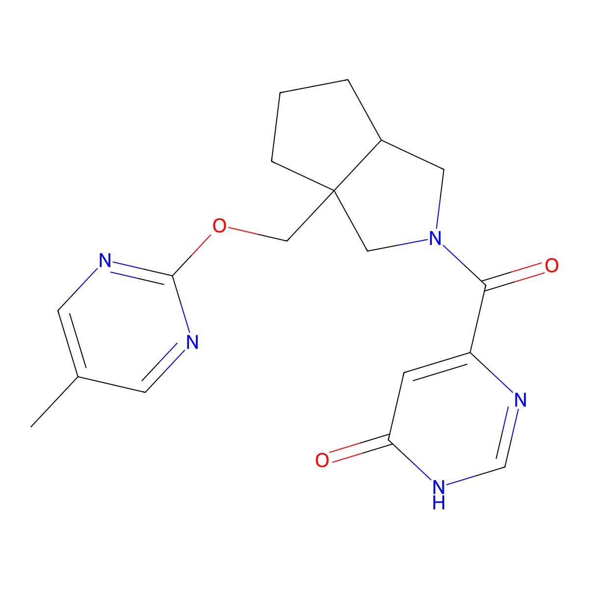6-(3a-{[(5-Methylpyrimidin-2-yl)oxy]methyl}-octahydrocyclopenta[c]pyrrole-2-carbonyl)-3,4-dihydropyrimidin-4-one molecular structure, CAS 2549005-54-9