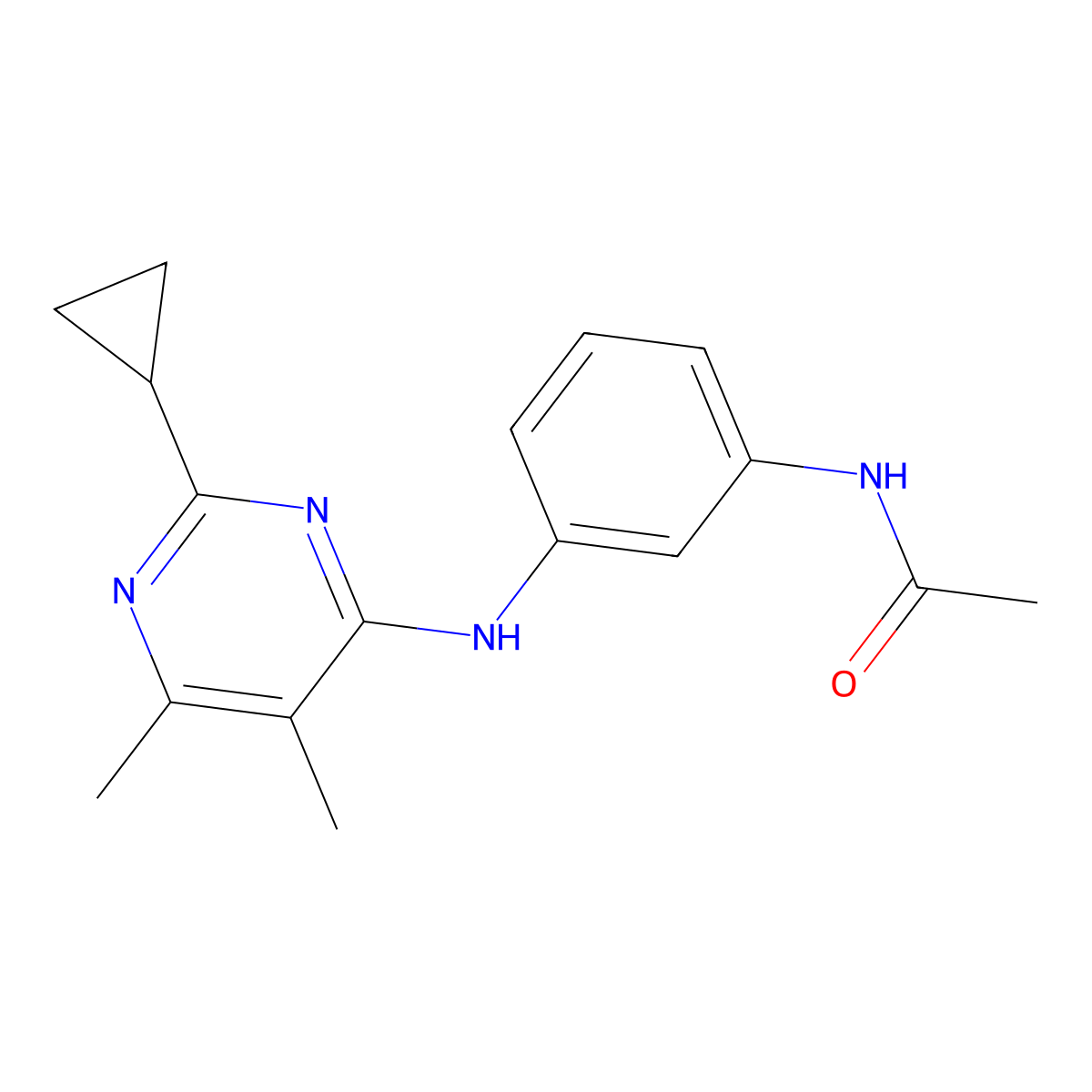 N-{3-[(2-cyclopropyl-5,6-dimethylpyrimidin-4-yl)amino]phenyl}acetamide molecular structure, CAS 2549005-56-1