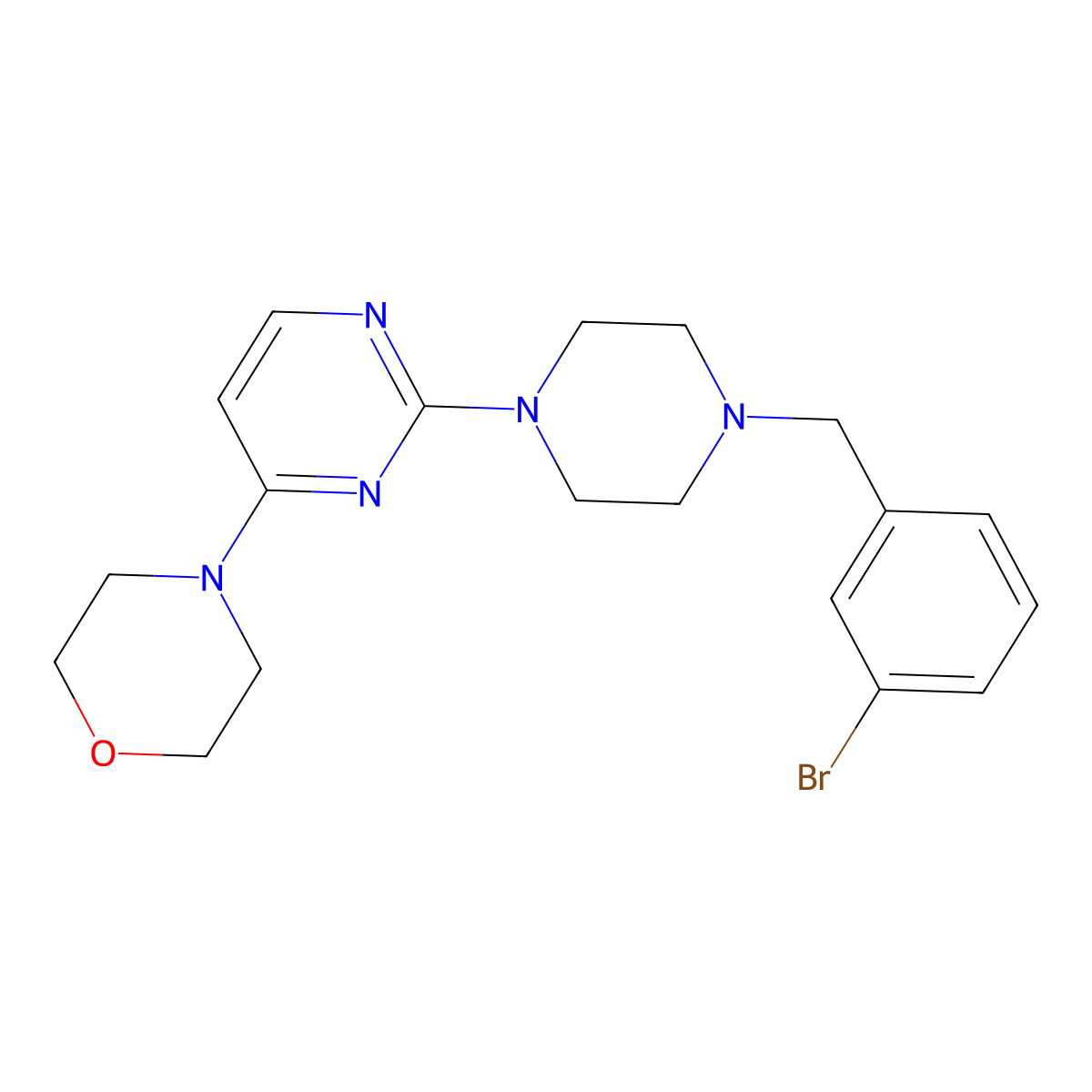 4-(2-{4-[(3-Bromophenyl)methyl]piperazin-1-yl}pyrimidin-4-yl)morpholine molecular structure, CAS 2549005-58-3