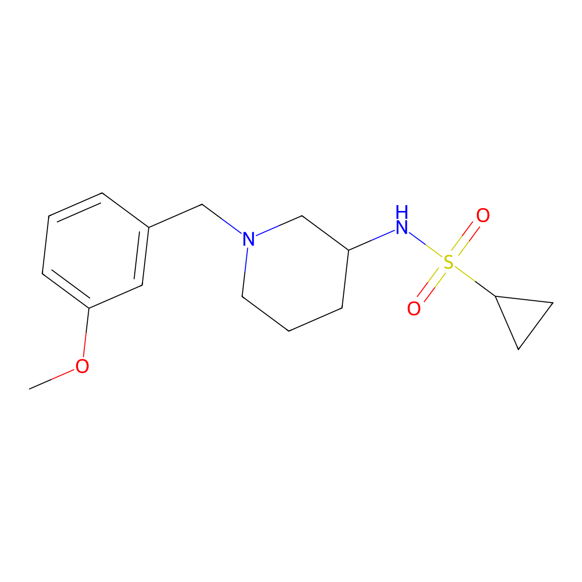 N-{1-[(3-methoxyphenyl)methyl]piperidin-3-yl}cyclopropanesulfonamide molecular structure, CAS 2549005-65-2