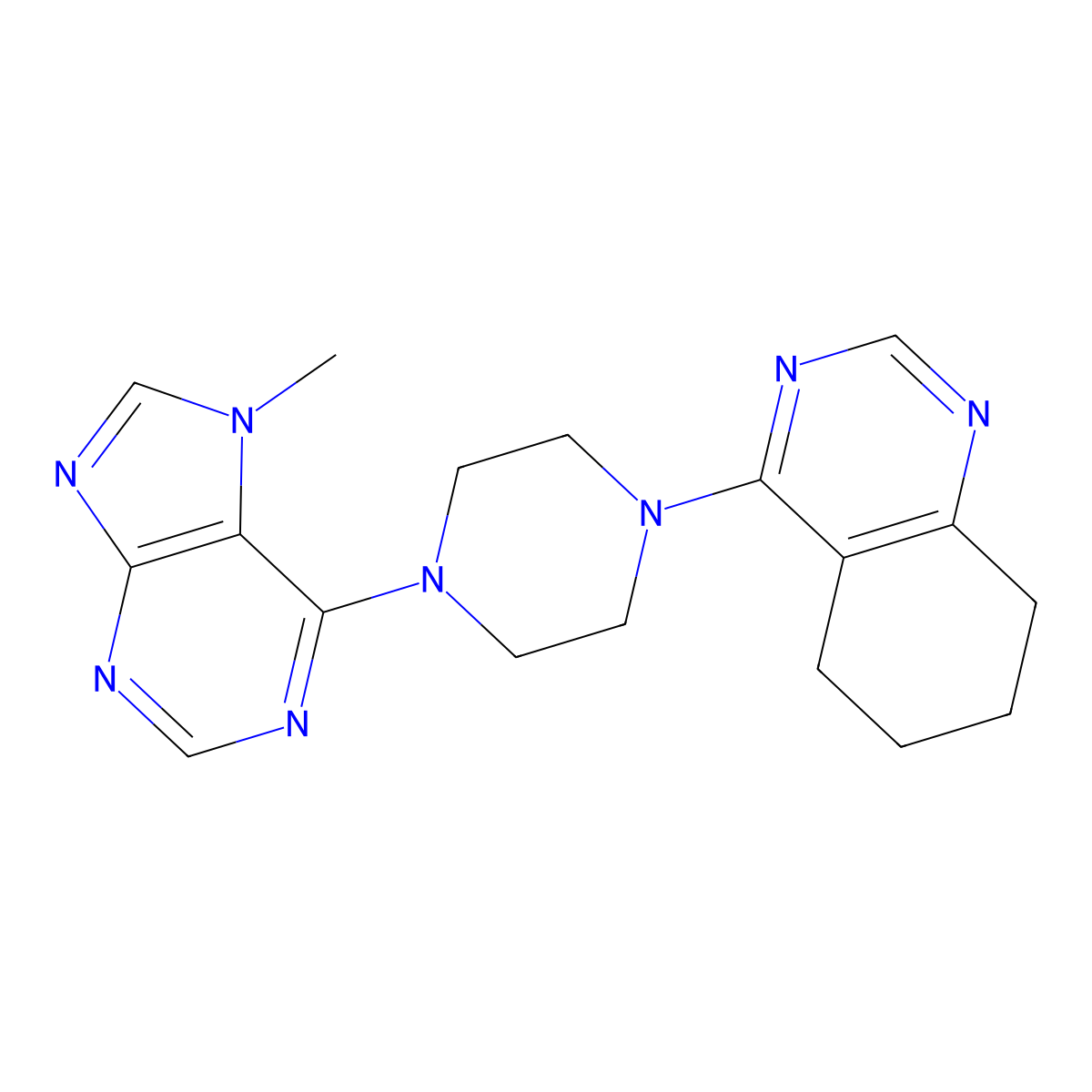 4-[4-(7-methyl-7H-purin-6-yl)piperazin-1-yl]-5,6,7,8-tetrahydroquinazoline molecular structure, CAS 2549005-66-3