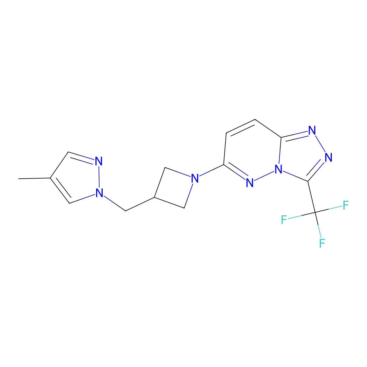 4-methyl-1-({1-[3-(trifluoromethyl)-[1,2,4]triazolo[4,3-b]pyridazin-6-yl]azetidin-3-yl}methyl)-1H-pyrazole molecular structure, CAS 2549005-74-3