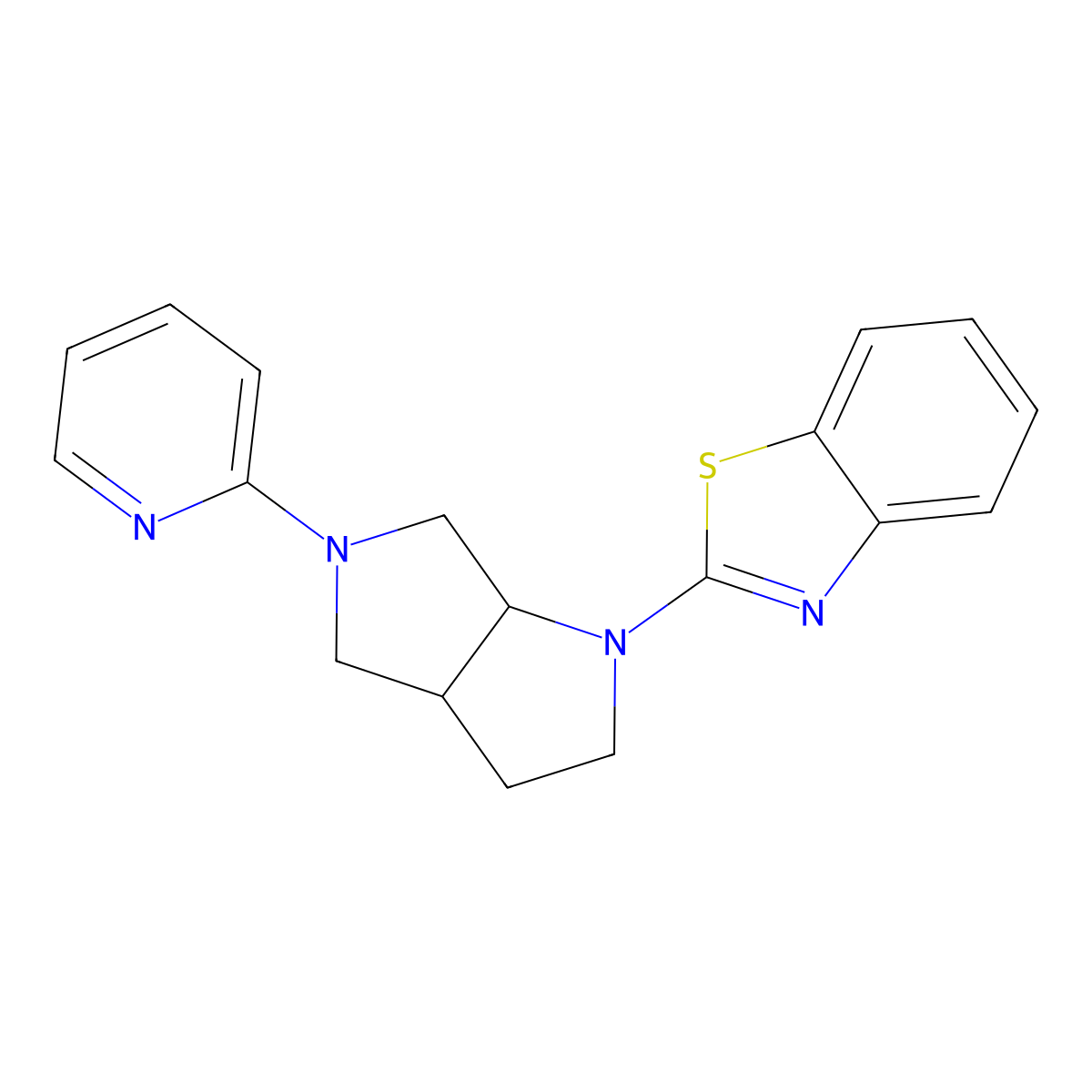 2-[5-(Pyridin-2-yl)-octahydropyrrolo[2,3-c]pyrrol-1-yl]-1,3-benzothiazole molecular structure, CAS 2549005-84-5