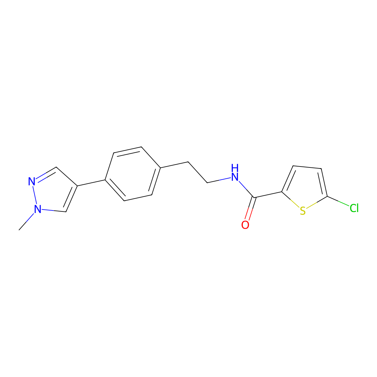 5-chloro-N-{2-[4-(1-methyl-1H-pyrazol-4-yl)phenyl]ethyl}thiophene-2-carboxamide molecular structure, CAS 2549005-87-8