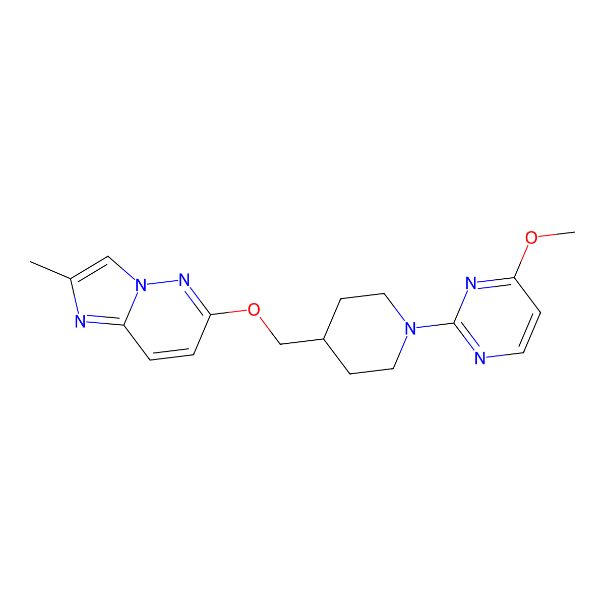 4-Methoxy-2-{4-[({2-methylimidazo[1,2-b]pyridazin-6-yl}oxy)methyl]piperidin-1-yl}pyrimidine molecular structure, CAS 2549005-88-9