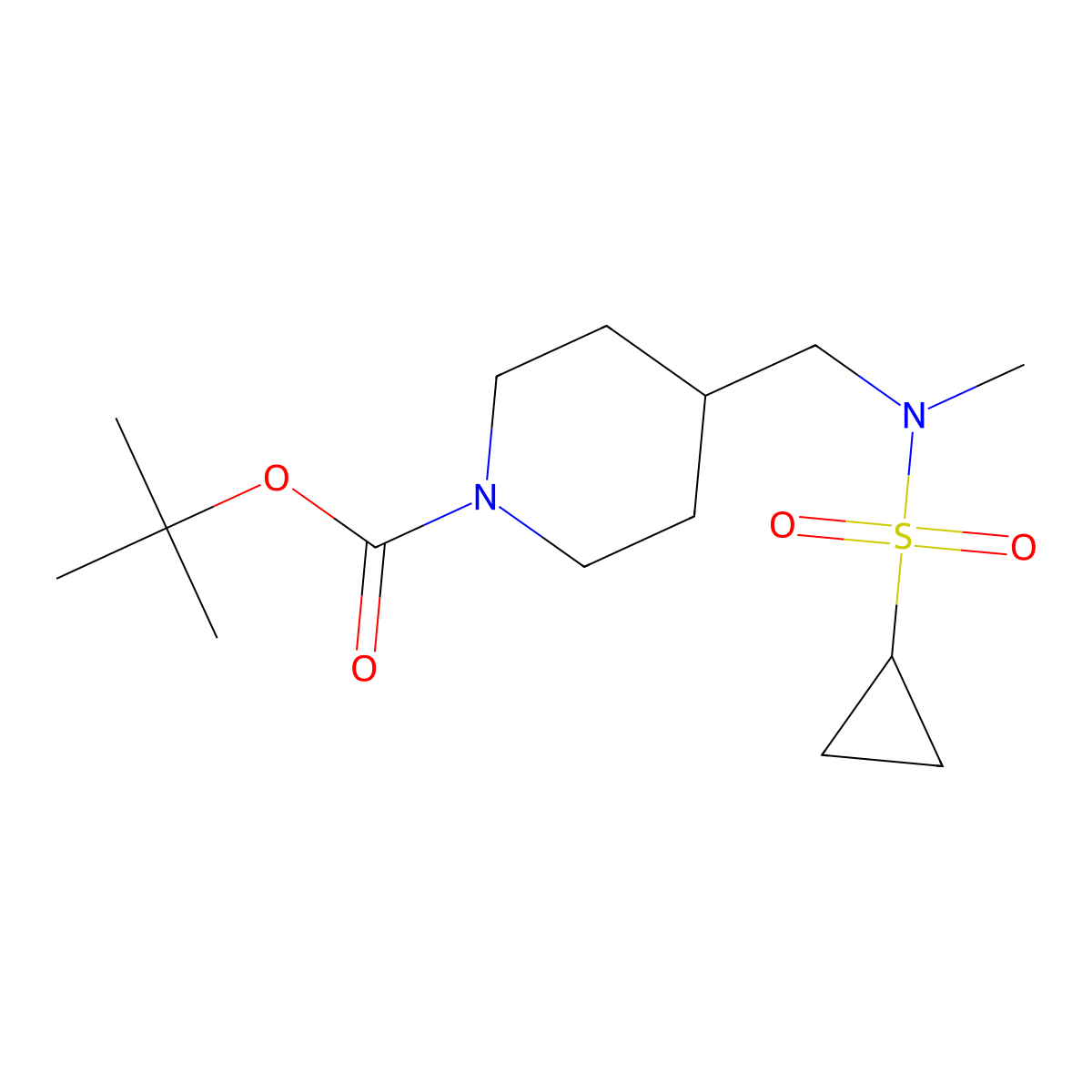 tert-butyl 4-[(N-methylcyclopropanesulfonamido)methyl]piperidine-1-carboxylate molecular structure, CAS 2549005-89-0