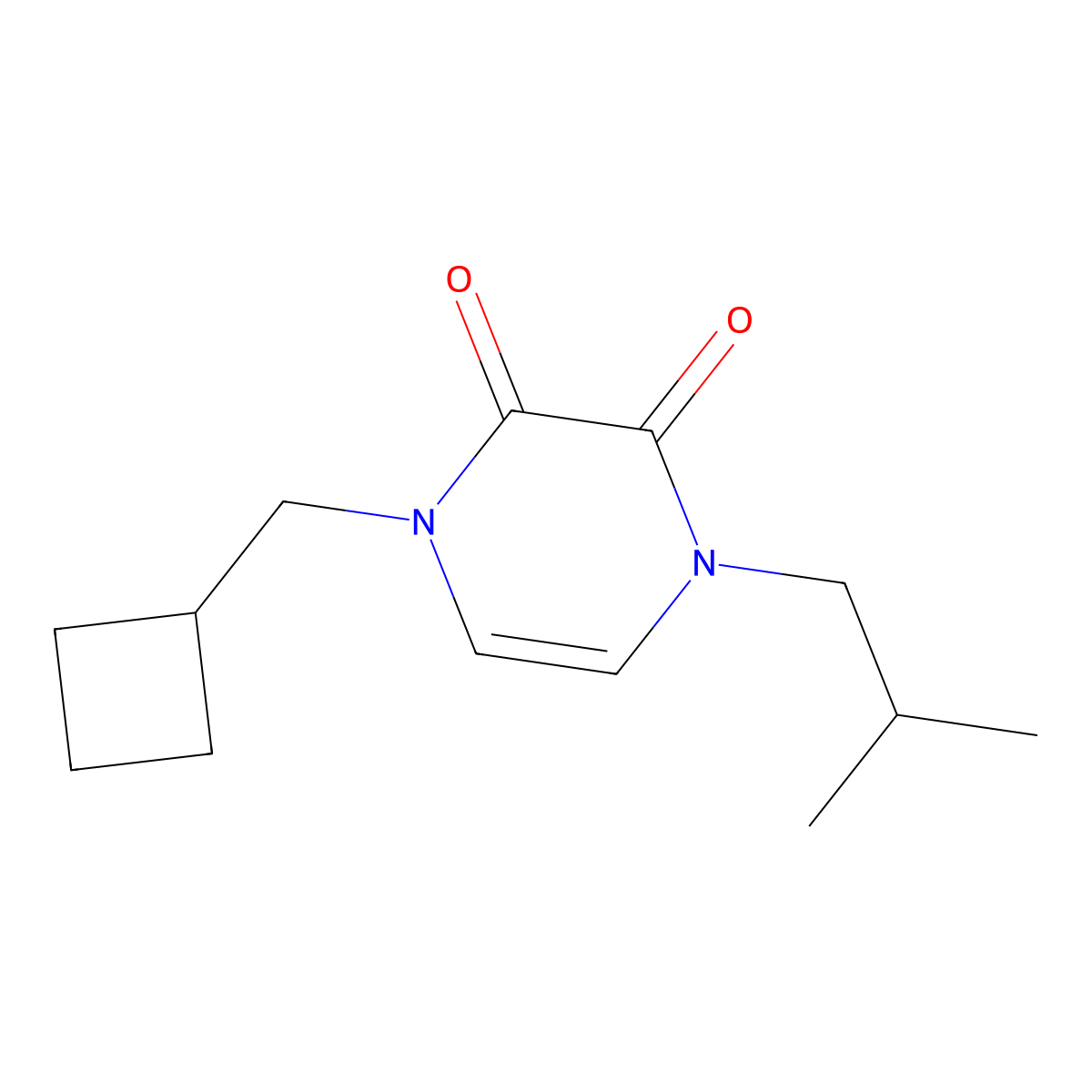 1-(Cyclobutylmethyl)-4-(2-methylpropyl)-1,2,3,4-tetrahydropyrazine-2,3-dione molecular structure, CAS 2549005-94-7