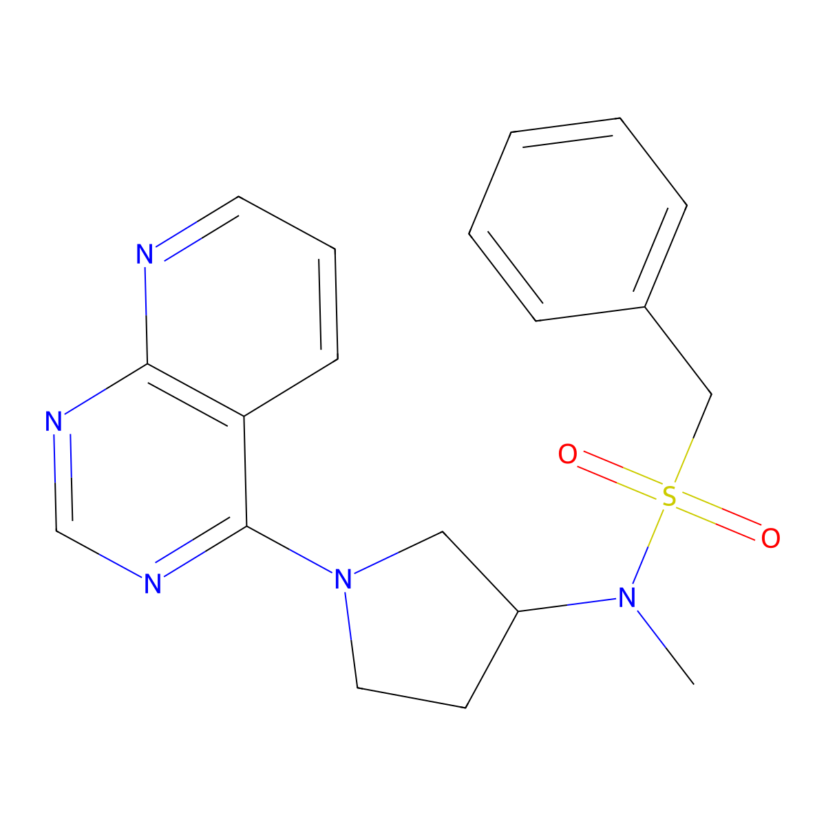 N-methyl-1-phenyl-N-(1-{pyrido[2,3-d]pyrimidin-4-yl}pyrrolidin-3-yl)methanesulfonamide molecular structure, CAS 2549005-98-1