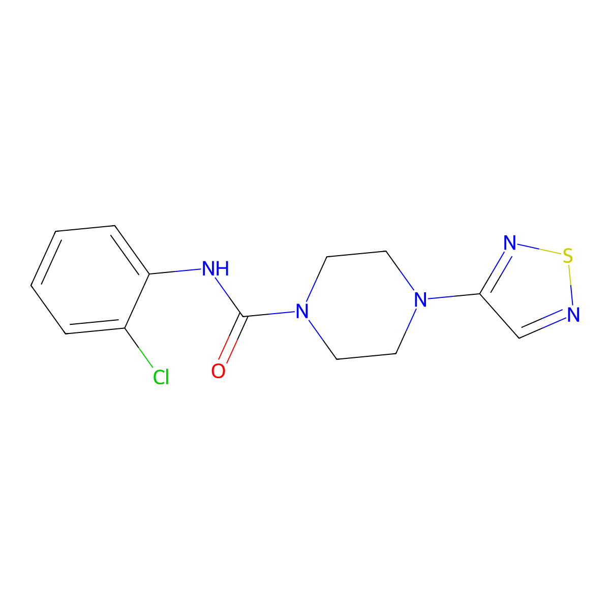 N-(2-chlorophenyl)-4-(1,2,5-thiadiazol-3-yl)piperazine-1-carboxamide molecular structure, CAS 2549005-99-2