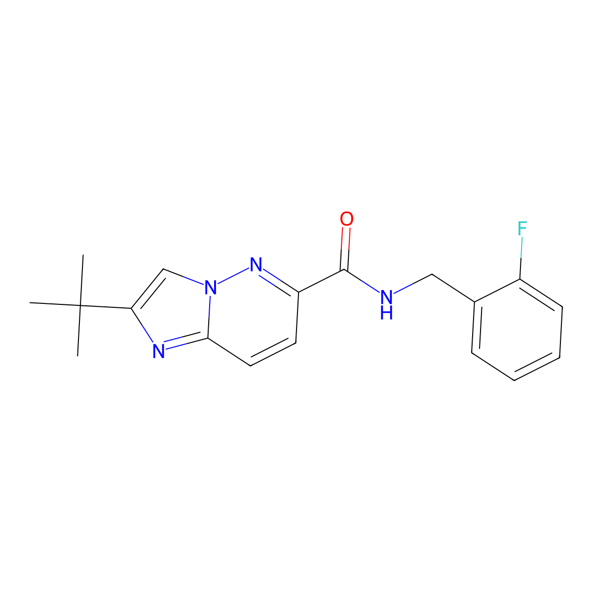 2-tert-butyl-N-[(2-fluorophenyl)methyl]imidazo[1,2-b]pyridazine-6-carboxamide molecular structure, CAS 2549006-05-3