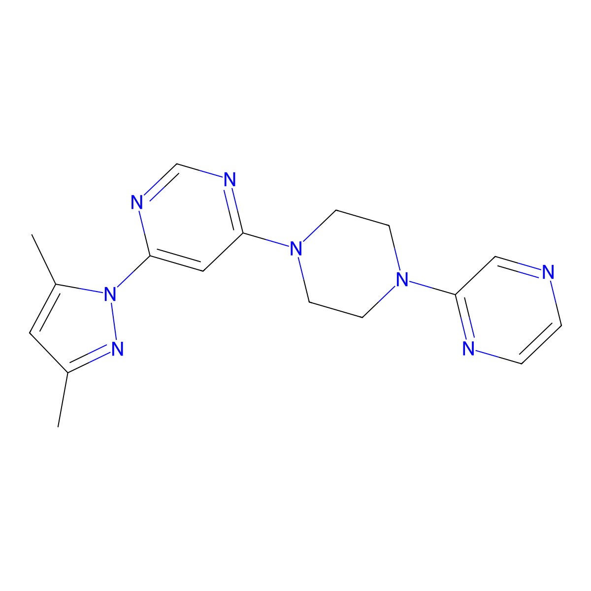 4-(3,5-dimethyl-1H-pyrazol-1-yl)-6-[4-(pyrazin-2-yl)piperazin-1-yl]pyrimidine molecular structure, CAS 2549006-06-4