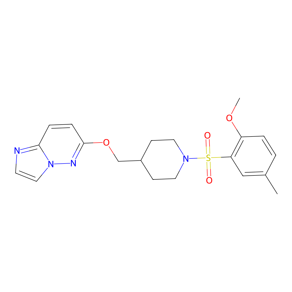 4-({Imidazo[1,2-b]pyridazin-6-yloxy}methyl)-1-(2-methoxy-5-methylbenzenesulfonyl)piperidine molecular structure, CAS 2549006-08-6