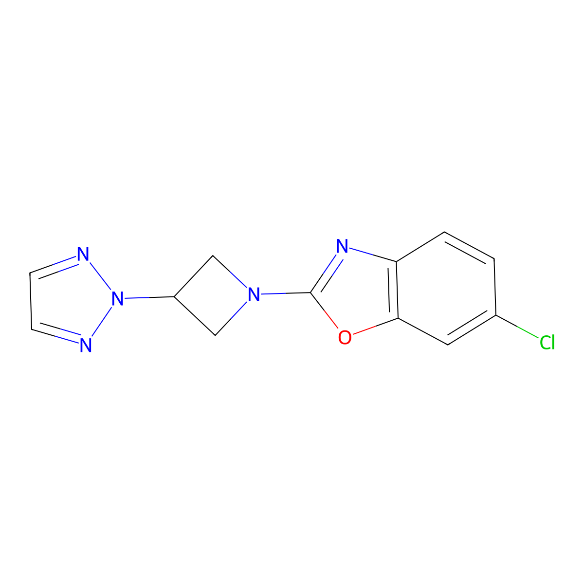 6-chloro-2-[3-(2H-1,2,3-triazol-2-yl)azetidin-1-yl]-1,3-benzoxazole molecular structure, CAS 2549006-09-7