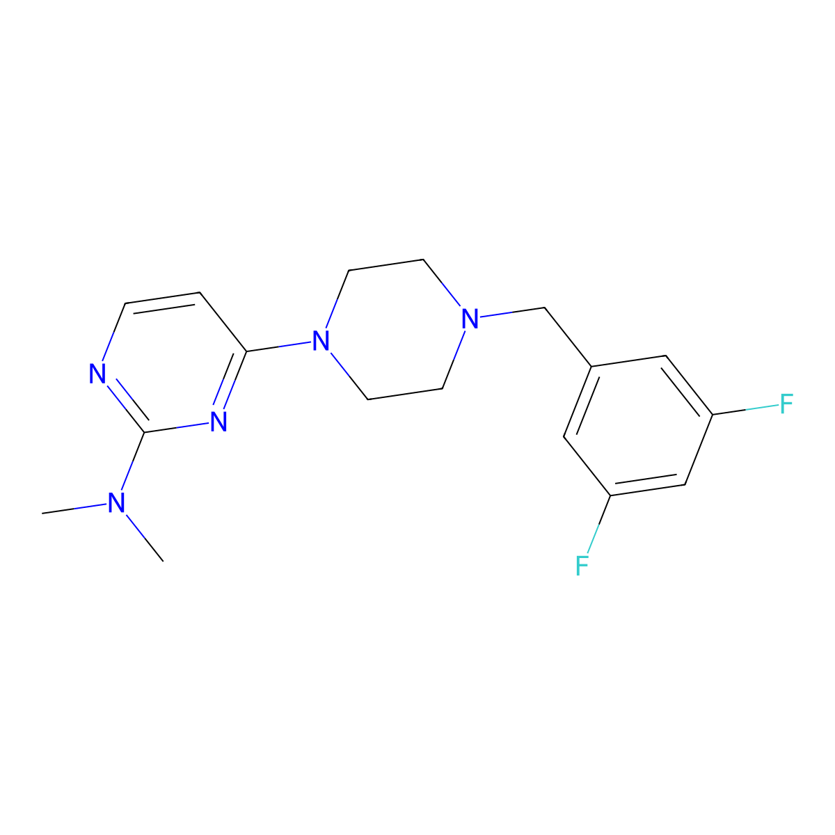 4-{4-[(3,5-difluorophenyl)methyl]piperazin-1-yl}-N,N-dimethylpyrimidin-2-amine molecular structure, CAS 2549006-12-2