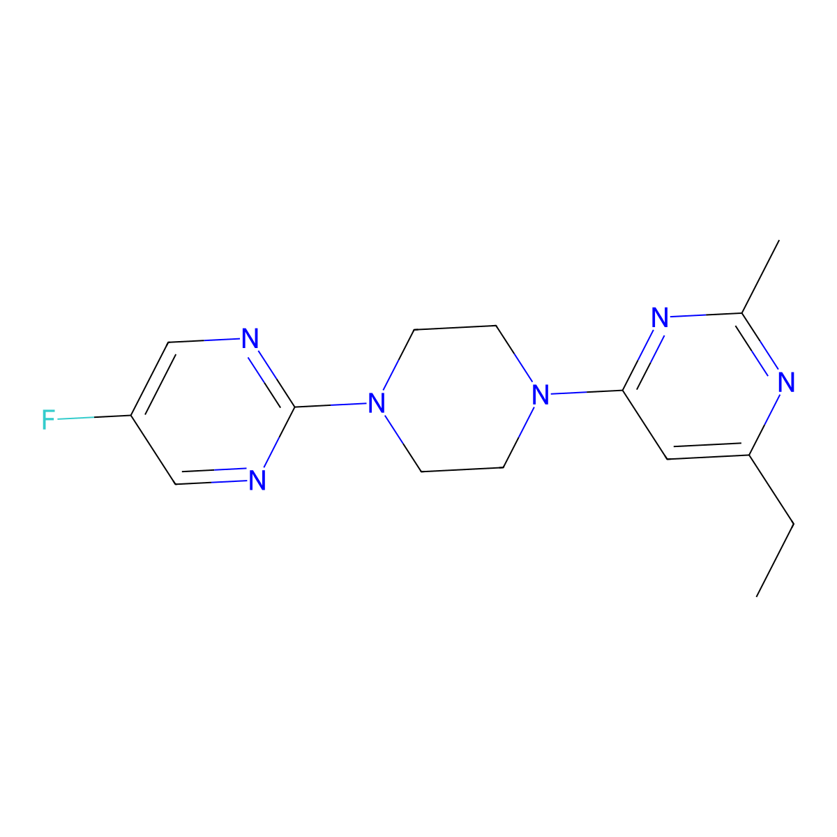 4-Ethyl-6-[4-(5-fluoropyrimidin-2-yl)piperazin-1-yl]-2-methylpyrimidine molecular structure, CAS 2549006-20-2