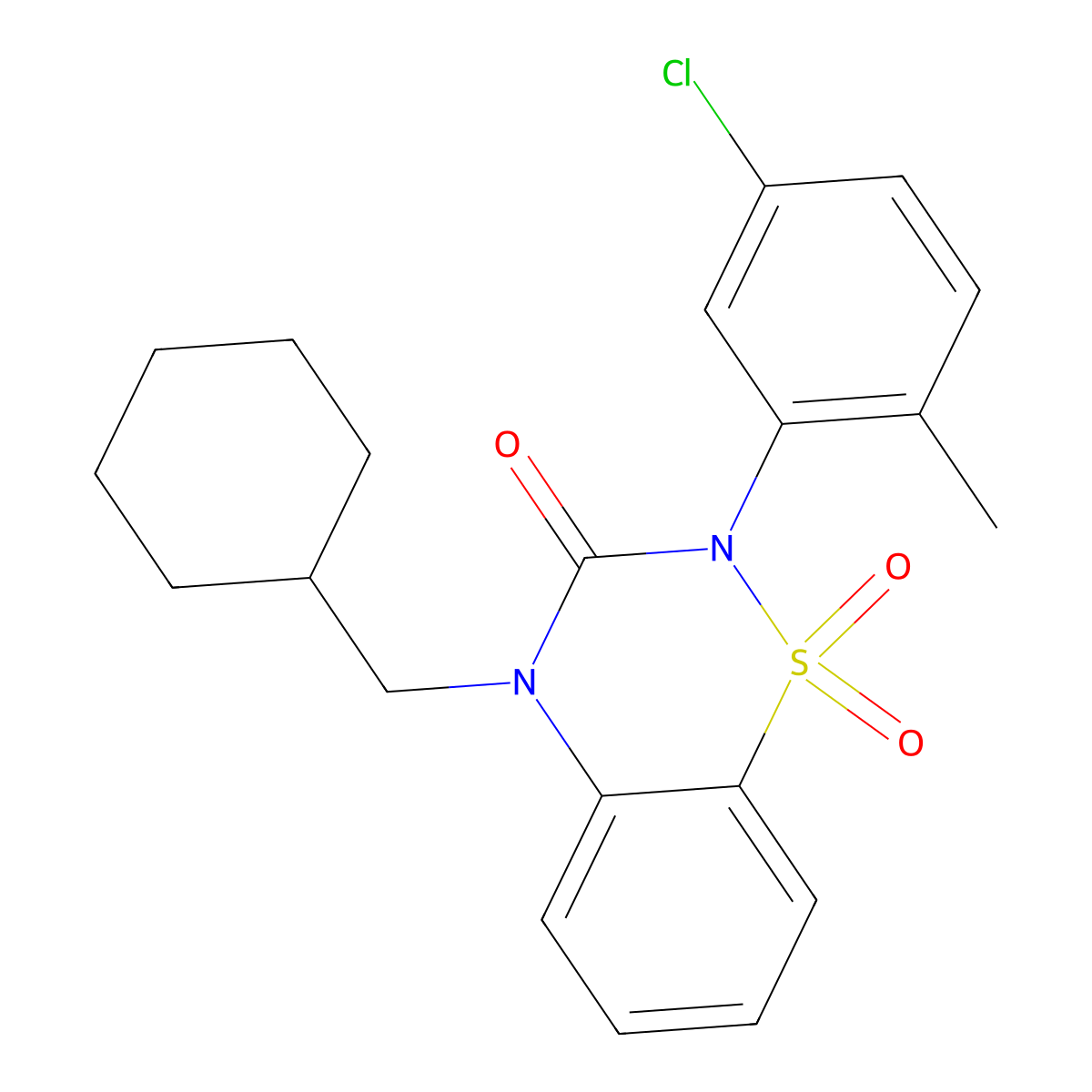 2-(5-chloro-2-methylphenyl)-4-(cyclohexylmethyl)-3,4-dihydro-2H-1lambda6,2,4-benzothiadiazine-1,1,3-trione molecular structure, CAS 2549006-22-4
