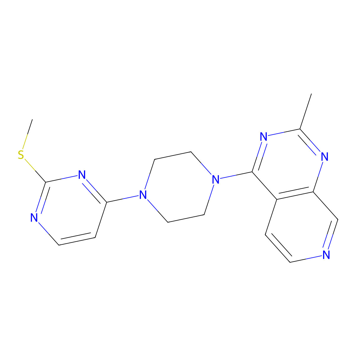 4-(4-{2-Methylpyrido[3,4-d]pyrimidin-4-yl}piperazin-1-yl)-2-(methylsulfanyl)pyrimidine molecular structure, CAS 2549006-23-5