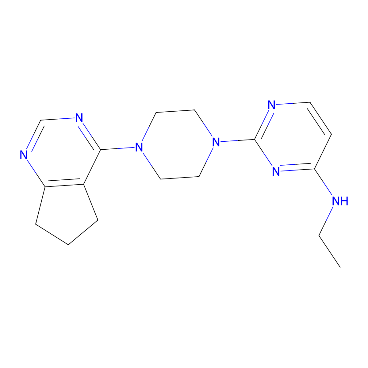 2-(4-{5H,6H,7H-cyclopenta[d]pyrimidin-4-yl}piperazin-1-yl)-N-ethylpyrimidin-4-amine molecular structure, CAS 2549006-27-9