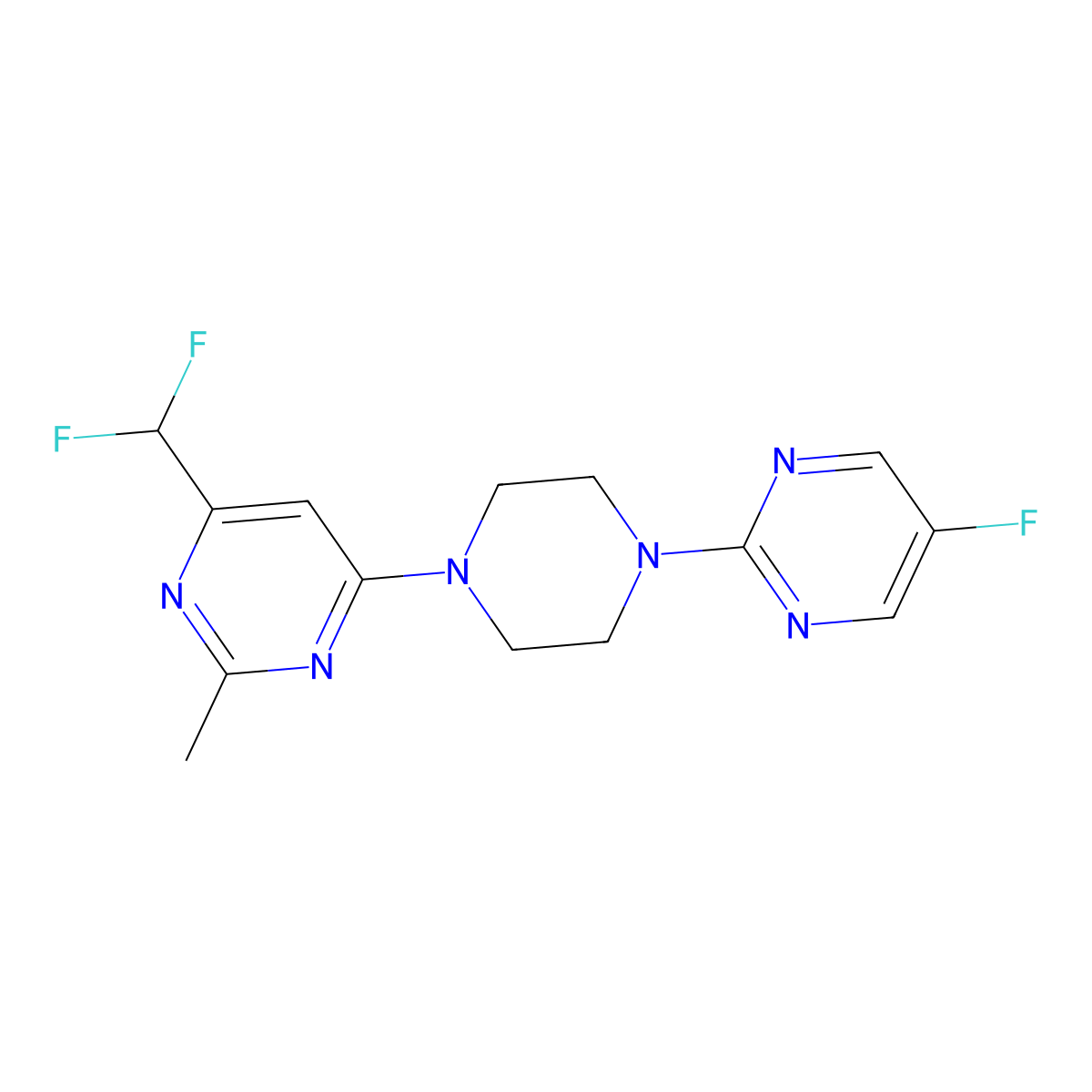 4-(Difluoromethyl)-6-[4-(5-fluoropyrimidin-2-yl)piperazin-1-yl]-2-methylpyrimidine molecular structure, CAS 2549006-34-8