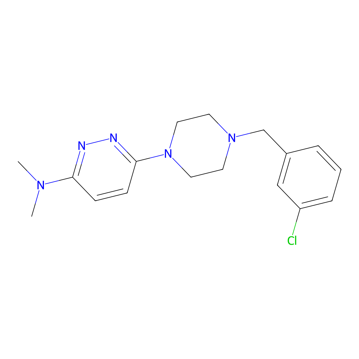 6-{4-[(3-chlorophenyl)methyl]piperazin-1-yl}-N,N-dimethylpyridazin-3-amine molecular structure, CAS 2549006-41-7