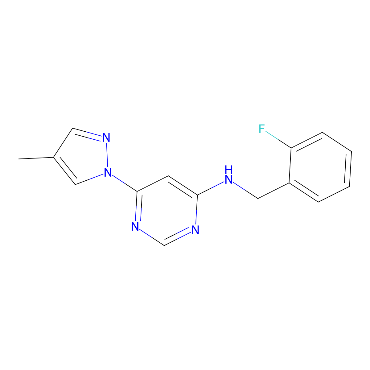 N-[(2-fluorophenyl)methyl]-6-(4-methyl-1H-pyrazol-1-yl)pyrimidin-4-amine molecular structure, CAS 2549006-45-1