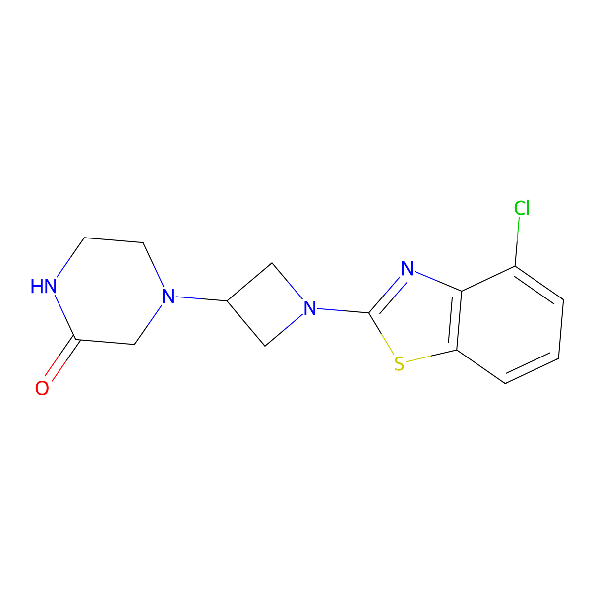 4-[1-(4-Chloro-1,3-benzothiazol-2-yl)azetidin-3-yl]piperazin-2-one molecular structure, CAS 2549006-46-2