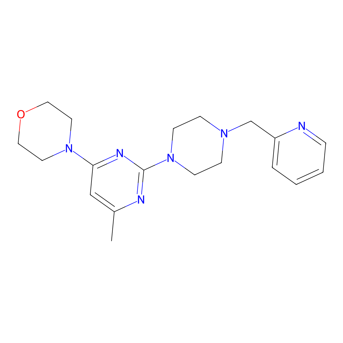 4-(6-Methyl-2-{4-[(pyridin-2-yl)methyl]piperazin-1-yl}pyrimidin-4-yl)morpholine molecular structure, CAS 2549006-47-3