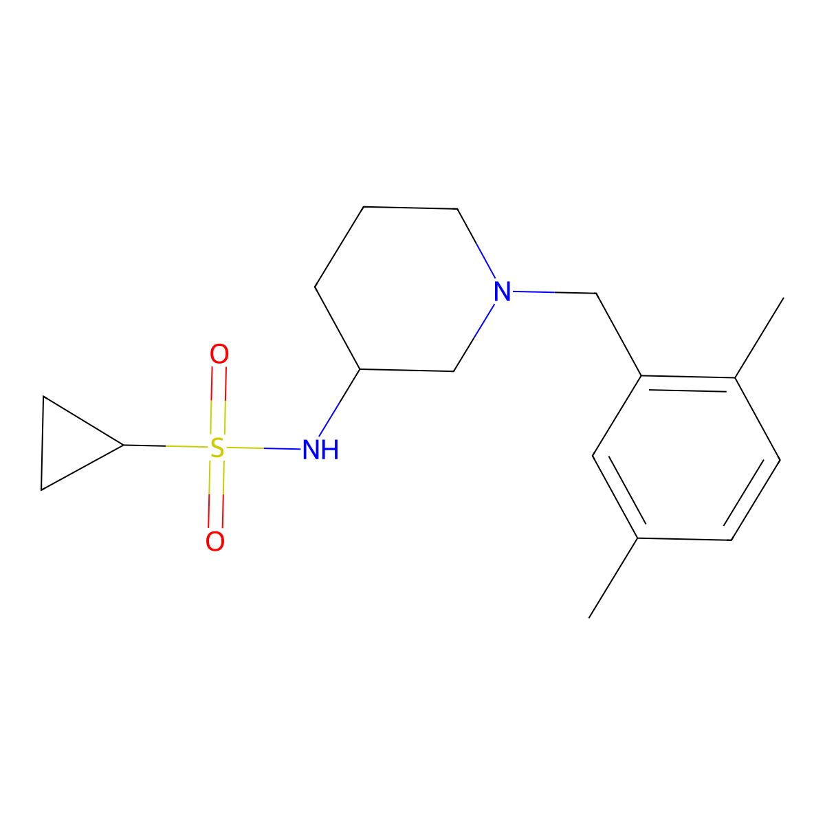 N-{1-[(2,5-dimethylphenyl)methyl]piperidin-3-yl}cyclopropanesulfonamide molecular structure, CAS 2549006-48-4