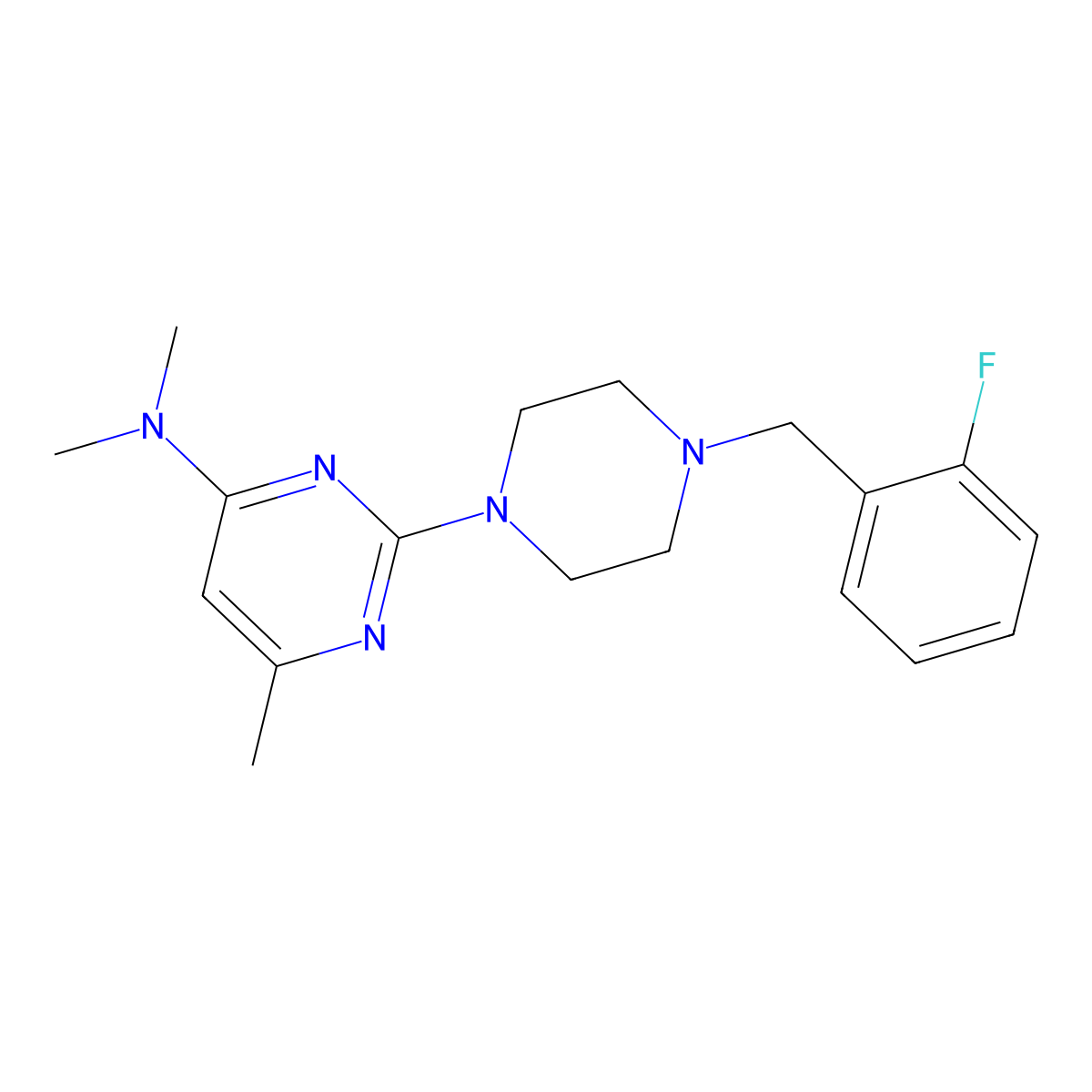 2-{4-[(2-fluorophenyl)methyl]piperazin-1-yl}-N,N,6-trimethylpyrimidin-4-amine molecular structure, CAS 2549006-52-0