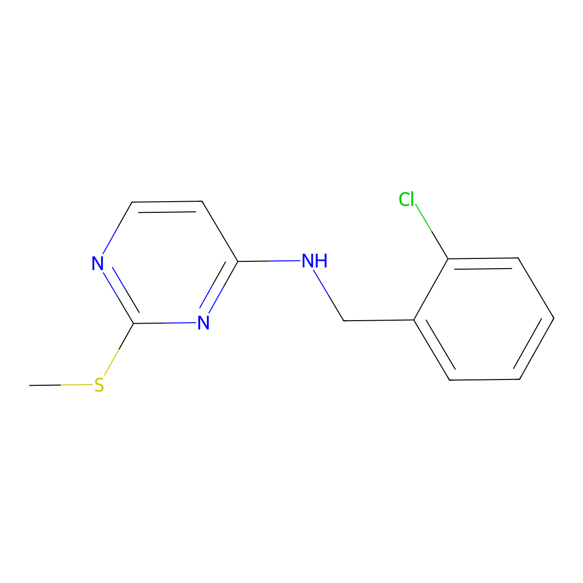 N-[(2-chlorophenyl)methyl]-2-(methylsulfanyl)pyrimidin-4-amine molecular structure, CAS 2549006-54-2