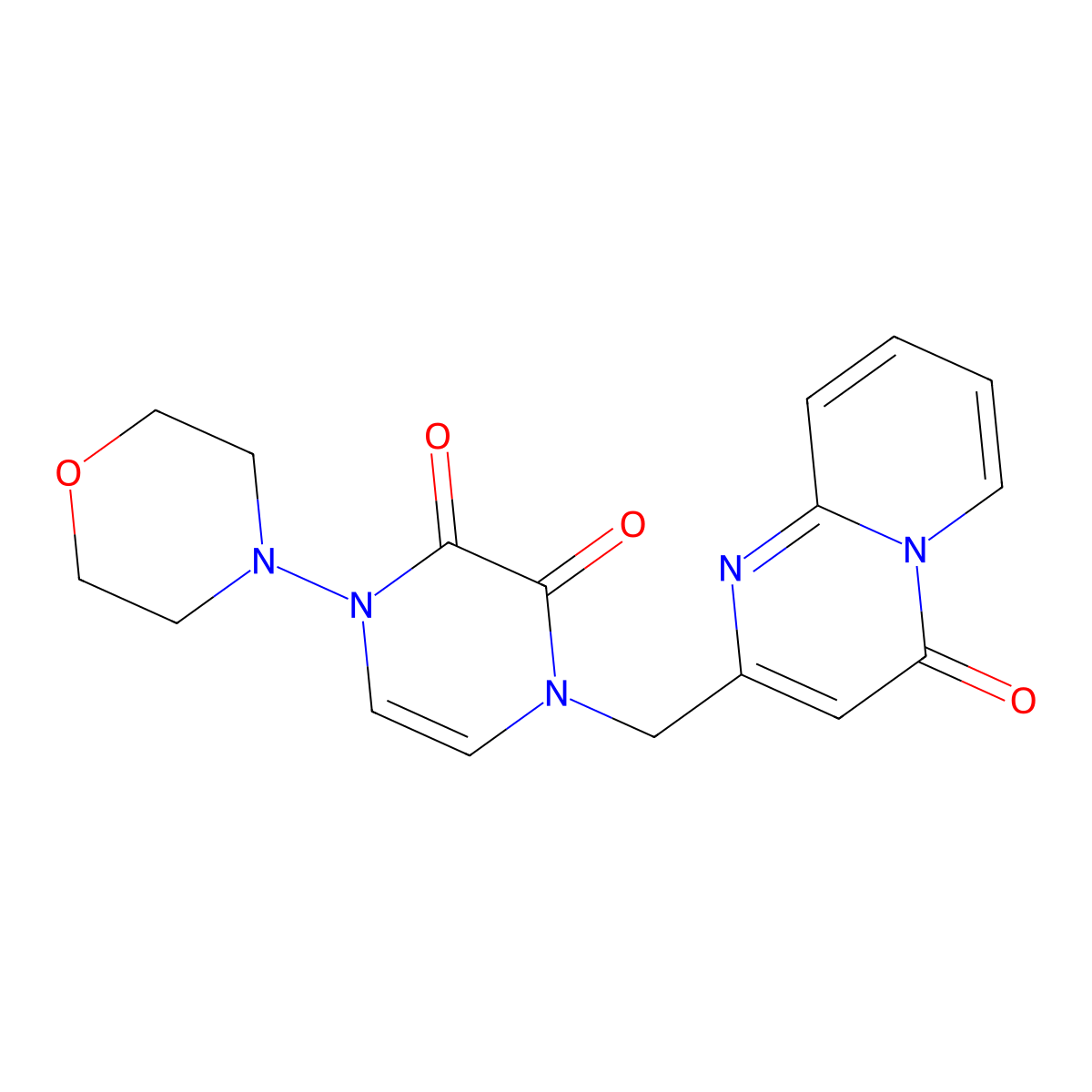 1-(morpholin-4-yl)-4-({4-oxo-4H-pyrido[1,2-a]pyrimidin-2-yl}methyl)-1,2,3,4-tetrahydropyrazine-2,3-dione molecular structure, CAS 2549006-60-0