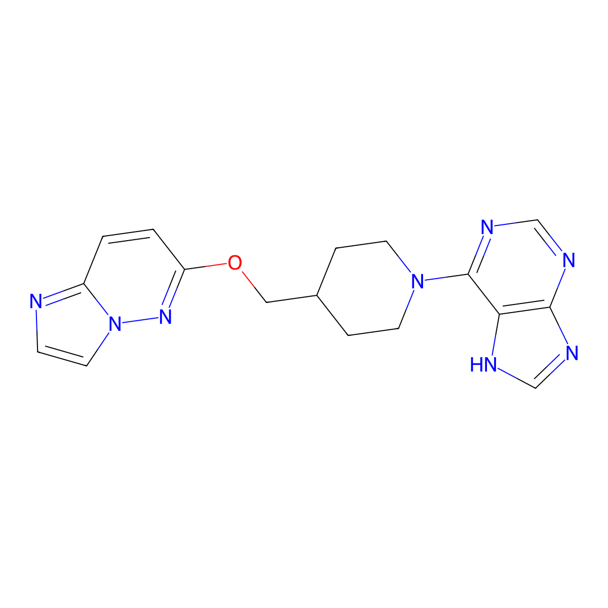 6-[4-({imidazo[1,2-b]pyridazin-6-yloxy}methyl)piperidin-1-yl]-9H-purine molecular structure, CAS 2549006-61-1