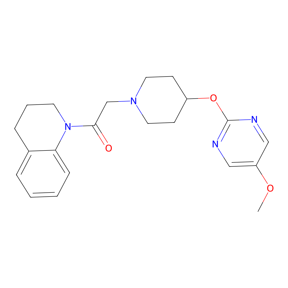 2-{4-[(5-Methoxypyrimidin-2-yl)oxy]piperidin-1-yl}-1-(1,2,3,4-tetrahydroquinolin-1-yl)ethan-1-one molecular structure, CAS 2549006-62-2