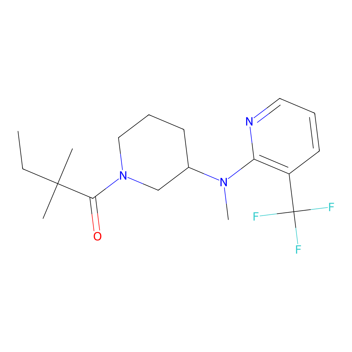 2,2-Dimethyl-1-(3-{methyl[3-(trifluoromethyl)pyridin-2-yl]amino}piperidin-1-yl)butan-1-one molecular structure, CAS 2549006-63-3