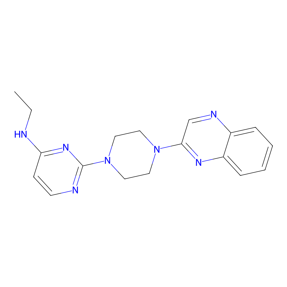 N-ethyl-2-[4-(quinoxalin-2-yl)piperazin-1-yl]pyrimidin-4-amine molecular structure, CAS 2549006-68-8