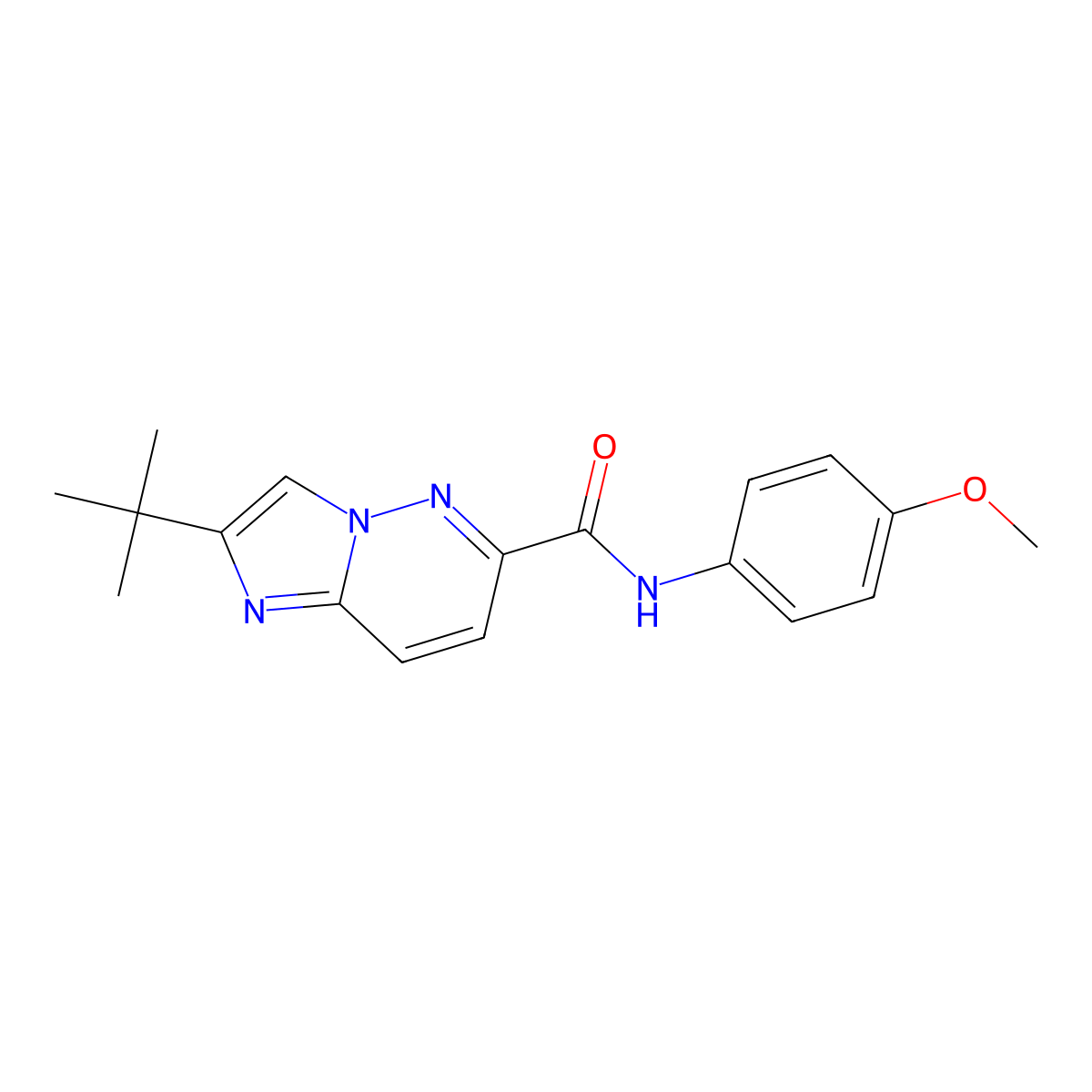2-tert-butyl-N-(4-methoxyphenyl)imidazo[1,2-b]pyridazine-6-carboxamide molecular structure, CAS 2549006-71-3