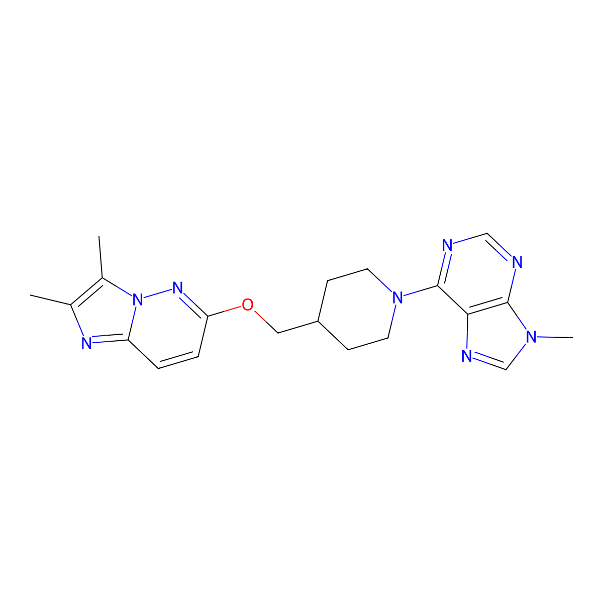 6-{4-[({2,3-dimethylimidazo[1,2-b]pyridazin-6-yl}oxy)methyl]piperidin-1-yl}-9-methyl-9H-purine molecular structure, CAS 2549006-74-6