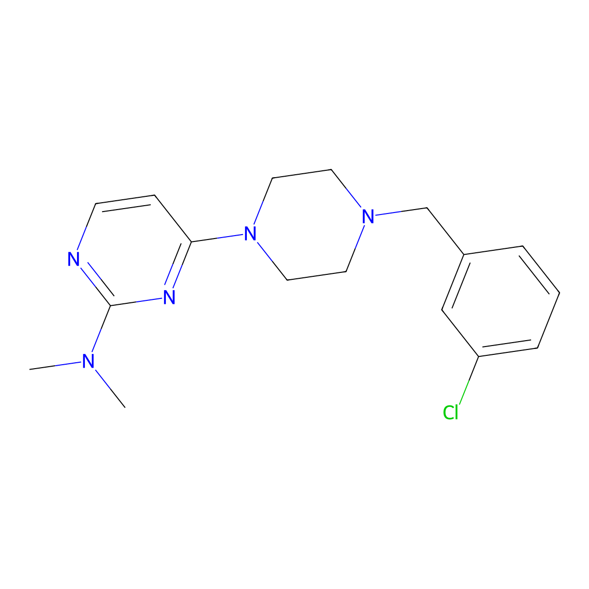 4-{4-[(3-chlorophenyl)methyl]piperazin-1-yl}-N,N-dimethylpyrimidin-2-amine molecular structure, CAS 2549006-75-7