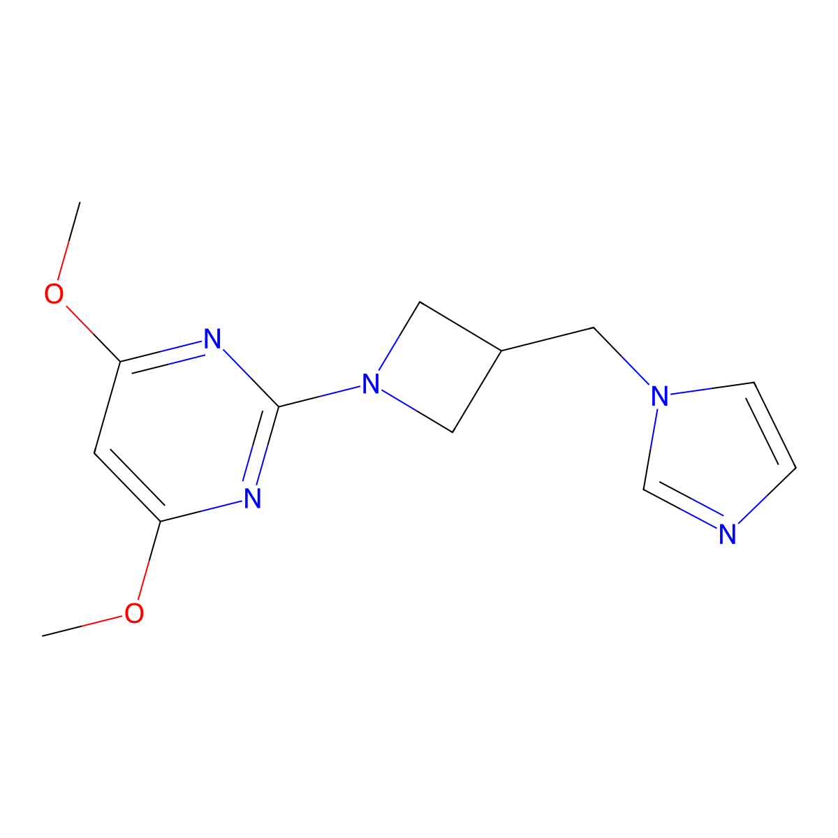 2-{3-[(1H-imidazol-1-yl)methyl]azetidin-1-yl}-4,6-dimethoxypyrimidine molecular structure, CAS 2549006-80-4