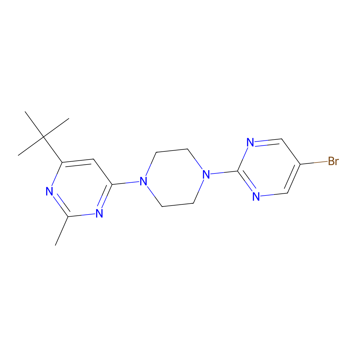 4-[4-(5-Bromopyrimidin-2-yl)piperazin-1-yl]-6-tert-butyl-2-methylpyrimidine molecular structure, CAS 2549006-81-5