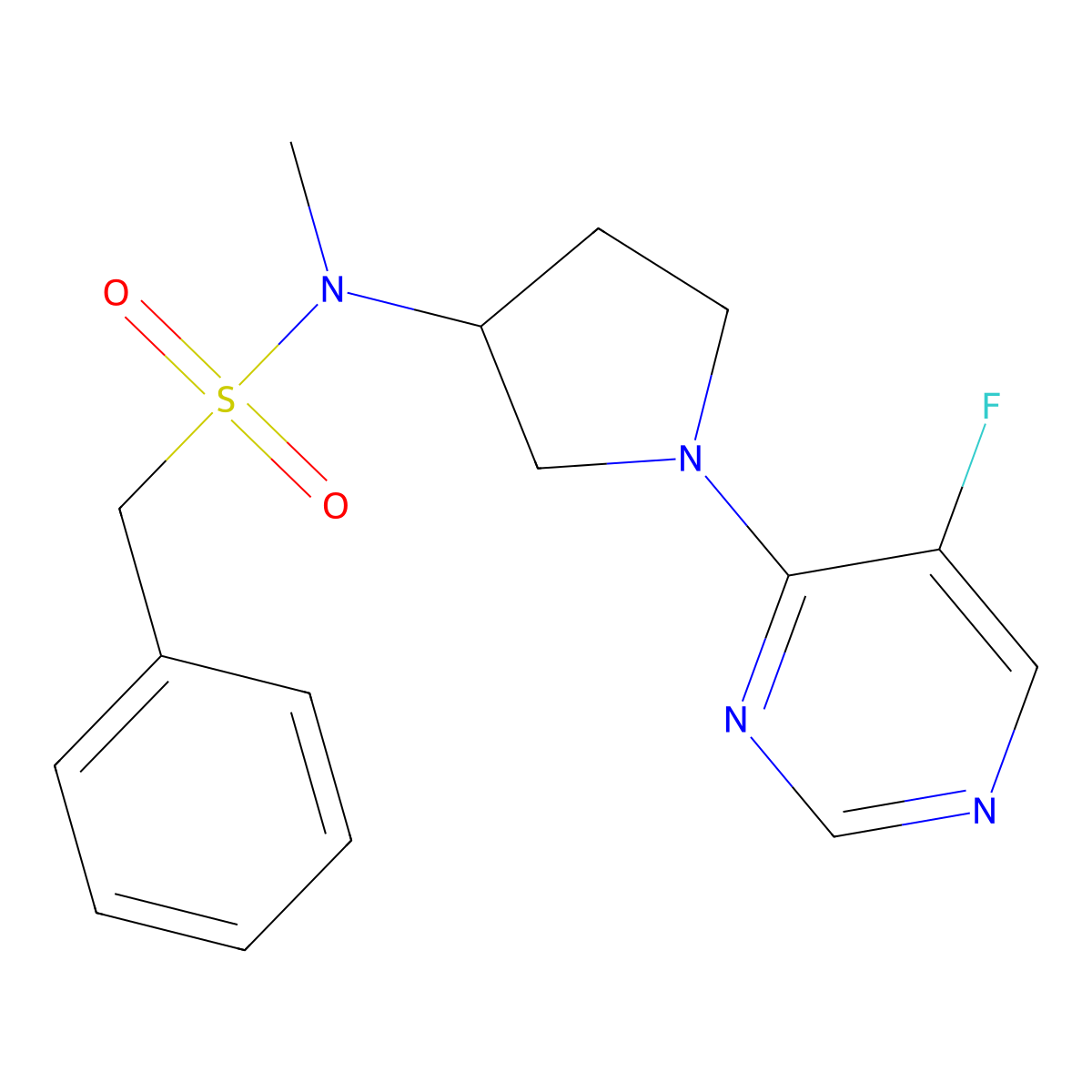 N-[1-(5-fluoropyrimidin-4-yl)pyrrolidin-3-yl]-N-methyl-1-phenylmethanesulfonamide molecular structure, CAS 2549006-84-8
