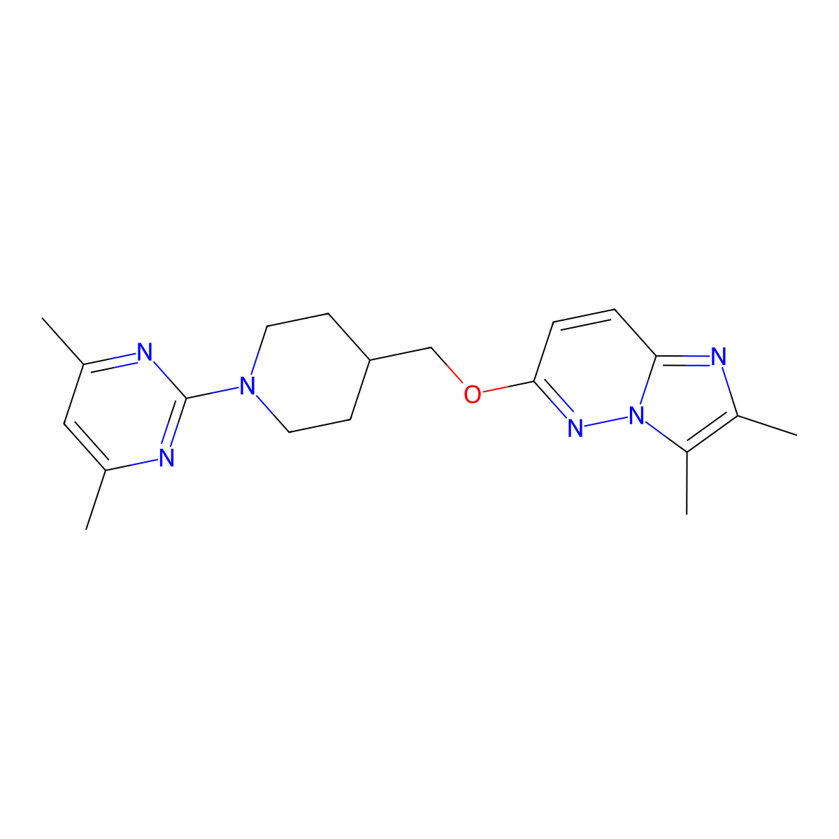 2-{4-[({2,3-Dimethylimidazo[1,2-b]pyridazin-6-yl}oxy)methyl]piperidin-1-yl}-4,6-dimethylpyrimidine molecular structure, CAS 2549006-90-6